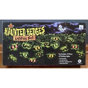Vintage Mr Halloween Haunted Hedges Lighting Flashing Eyeball Lights 2001 NIB